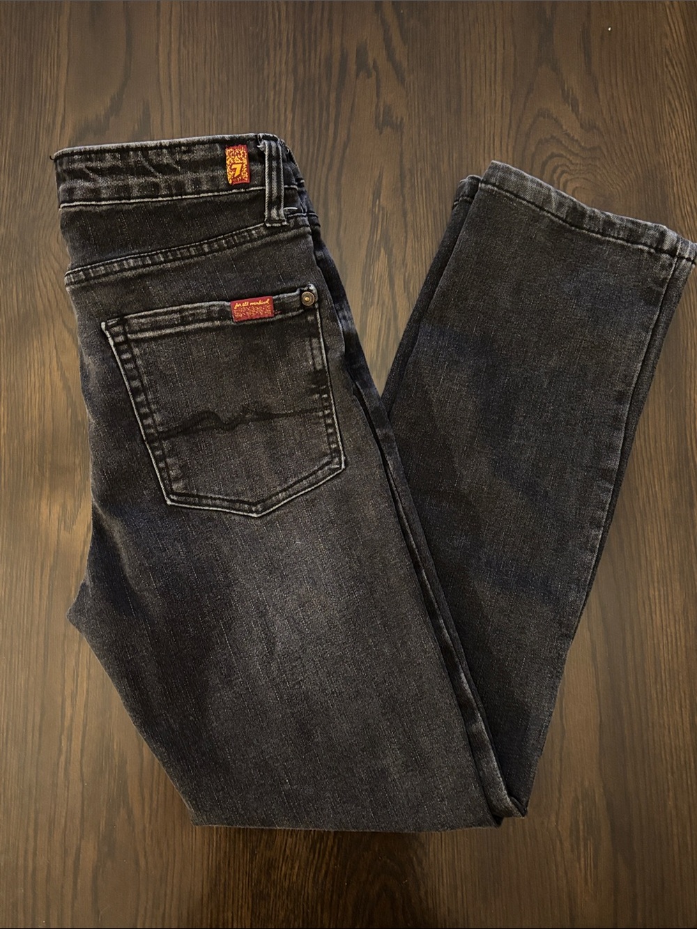 7 For All Mankind The Straight Jeans Girls Size 12 Dark Wash Adjustable Waist